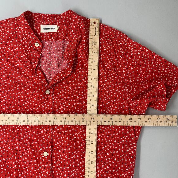 Taylor Stitch Red Casual Button Down Shirt with Geometric Pattern - Picture 7 of 12